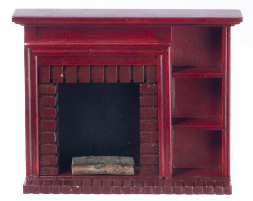 FIREPLACE W/SHELVES/MAHOG