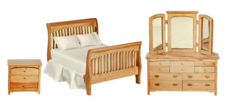 SLAT BEDROOM SET/3/OAK