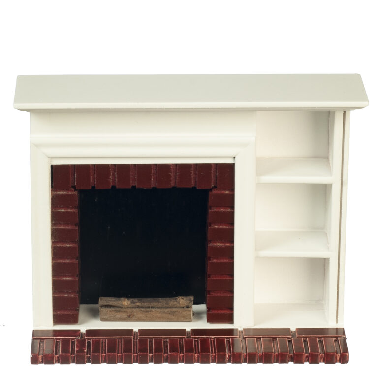 FIREPLACE W/SHELVES/WHITE