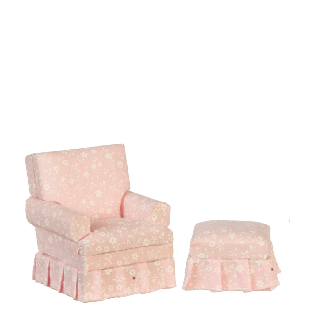 CHAIR W/OTTOMAN/PINK