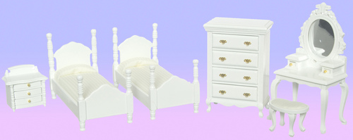 TWIN BEDROOM SET/6/WH/CS