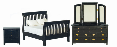 SLAT BEDROOM SET/3/BLACK