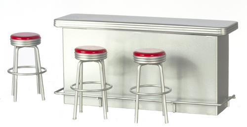 1950'S COUNTER/3-STLS/RED