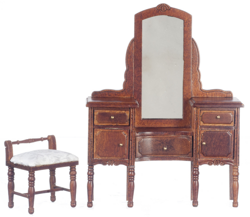 VANITY W/STOOL/WALNUT