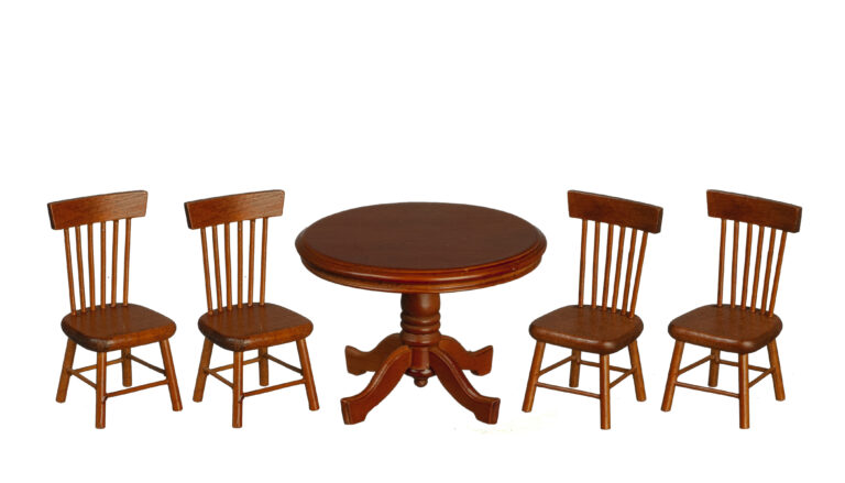 ROUND TABLE/4 CHAIRS/WALN