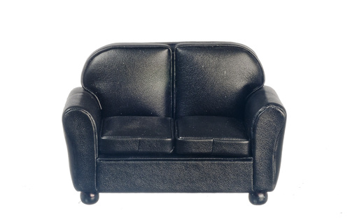 BLACK LEATHER LOVESEAT