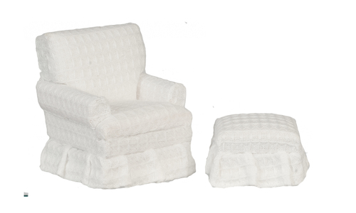 CHAIR W/OTTOMAN/WHITE/WAL
