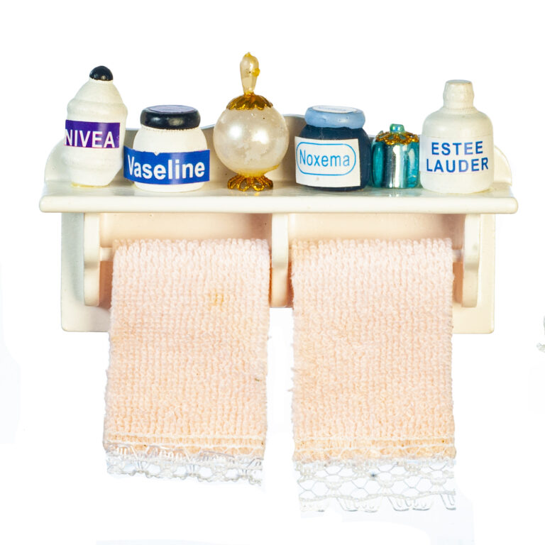 FILLED BATHROOM SHELF