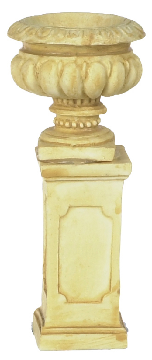 ROUND URN W/BASE/TAN