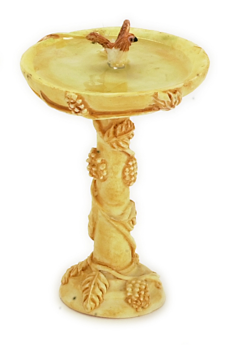 BIRDBATH W/BIRD/TAN