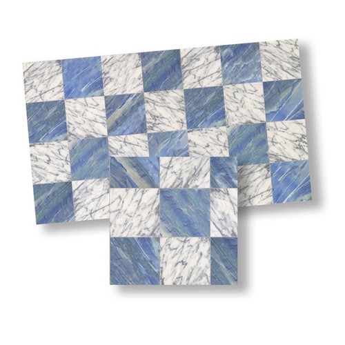 FAUX MARBLE TILE/BLUE/WH